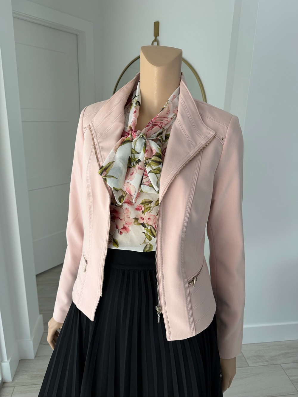 White House Black Market Blush Pink Moto Jacket Blazer – Size 8